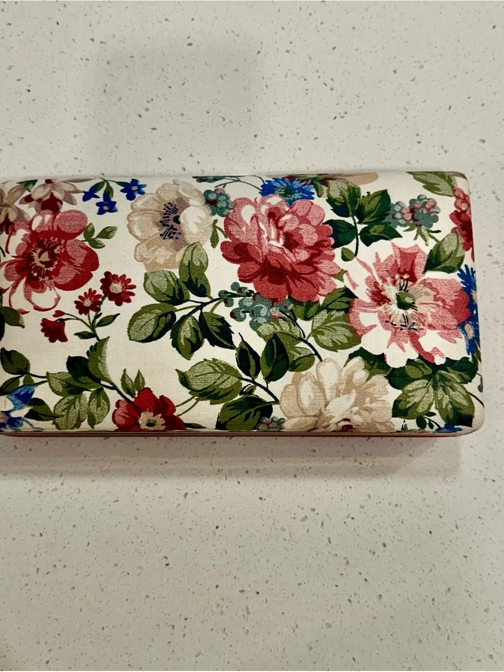 Vintage Floral Jewelry Box Travel Organizer Mirror Fabric Case